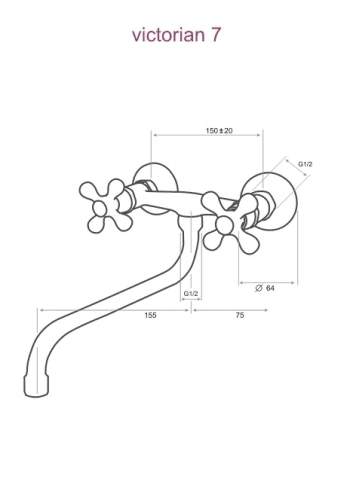 Logé Victorian 8 mosogató csaptelep, 25 cm-es kifolyóval