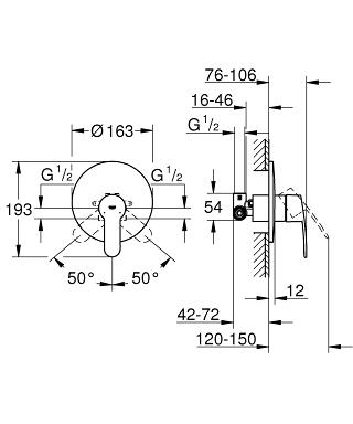 Grohe Eurostyle egykaros falba épített zuhanycsaptelep 33635 002 (33635002)