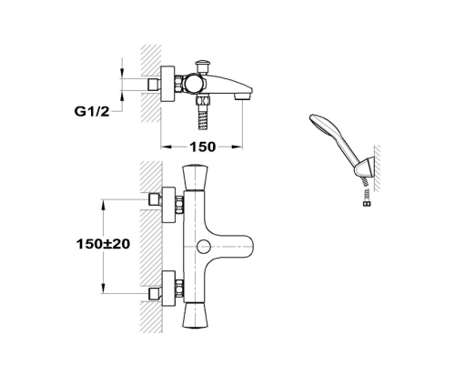 Mofém Golf kádtöltő csaptelep zuhanyszett nélkül 141-1351-00