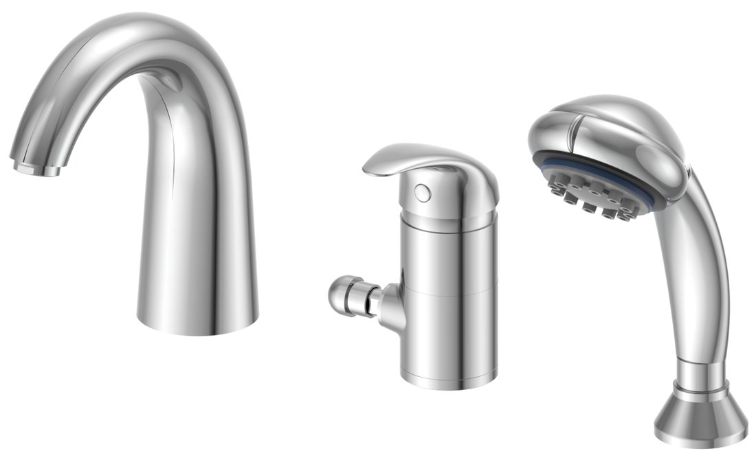 Aqualine 35 kádperembe szerelhető 3 részes csaptelep (1107-30)