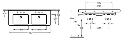 Villeroy & Boch Subway 2.0 130x47 cm mosdó 7175 D0 01 (7175D001)
