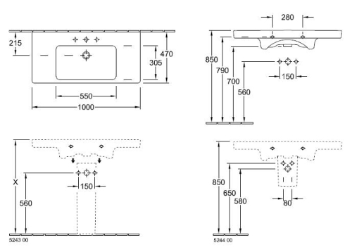 Villeroy & Boch Subway 2.0 100x47 cm mosdó 7175 A0 01 (7175A001)