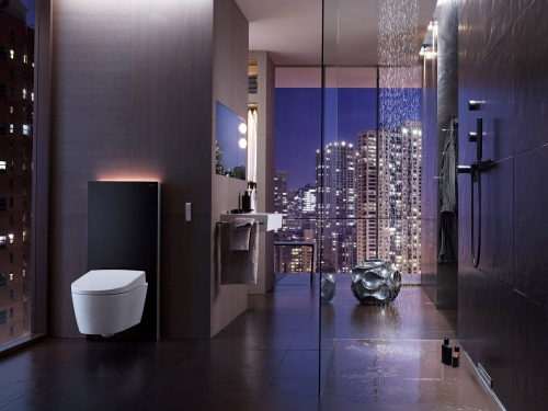Geberit Monolith Plus szanitermodul fali WC-hez, 101 cm, fekete üveg 131.221.SJ.5
