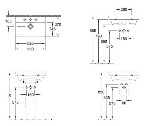 Villeroy & Boch Avento 55x37 cm kompakt mosdó 4A00 55 01 (4A005501)