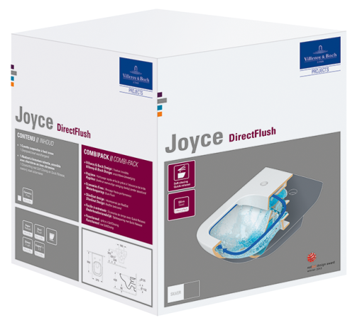 Villeroy & Boch Joyce perem nélküli fali wc szett, Slimseat ülőkével 5607 HR 01 (5607HR01)
