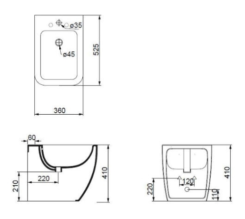 GSG Ceramic Brio álló bide BRBI01