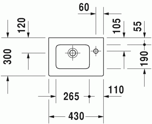 Duravit ME by Starck 43x30 cm bútorral aláépíthető kézmosó 0723430000