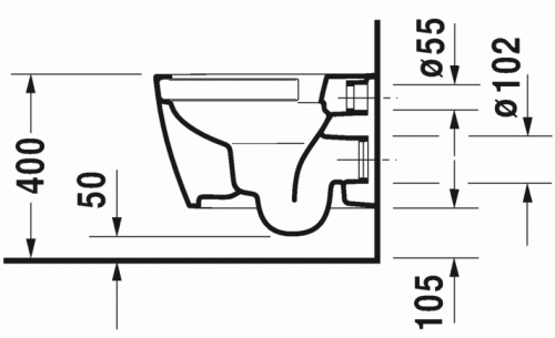 Duravit ME by Starck Compact Rimless (öblítőperem nélküli) fali wc 2530090000