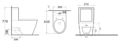 Aqualine TALIN monoblokkos WC tartállyal, öblítőmechanikával, alsó/hátsó kifolyású (PB101)