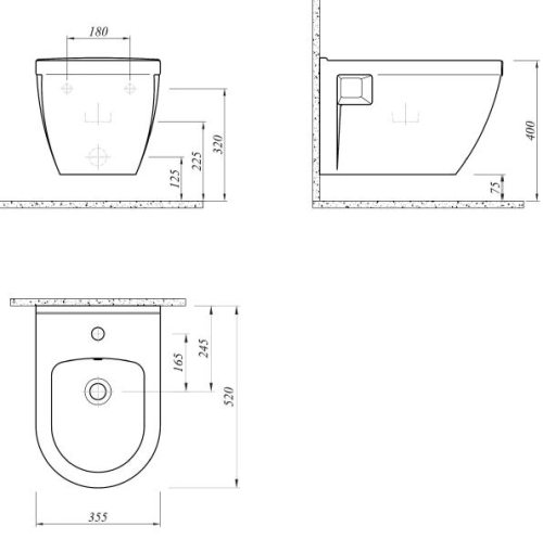 Aqualine IDEA fali bidé 35,5x52 cm (71125383)