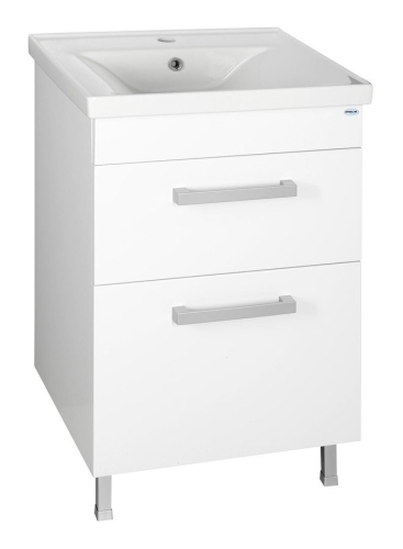 Aqualine POLY mosdótartó szekrény, 2 fiókos, fehér, mosdó nélkül (PL055)