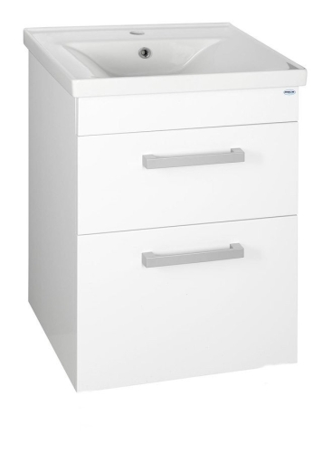 Aqualine POLY mosdótartó szekrény, 2 fiókos, fehér, mosdó nélkül (PL055)
