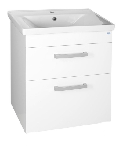Aqualine POLY mosdótartó szekrény, 2 fiókos, fehér, mosdó nélkül (PL065)