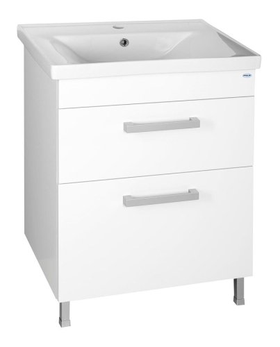 Aqualine POLY mosdótartó szekrény, 2 fiókos, fehér, mosdó nélkül (PL065)