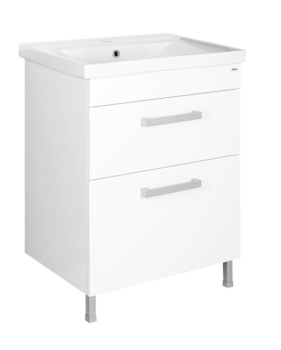 Aqualine POLY mosdótartó szekrény, 2 fiókos, fehér, mosdó nélkül (PL065)