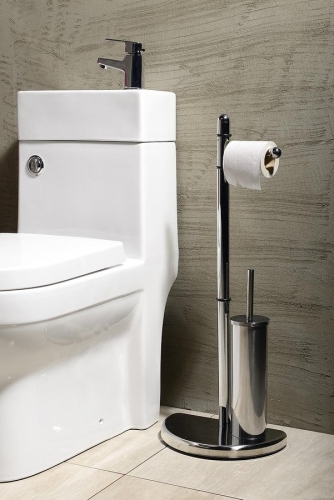 Aqualine HIBISCUS álló wc papír és wc kefetartó, króm (HI32)