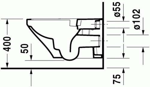 Duravit Durastyle Rimless (öblítőperem nélküli) fali wc HygieneGlaze felület 2542092000