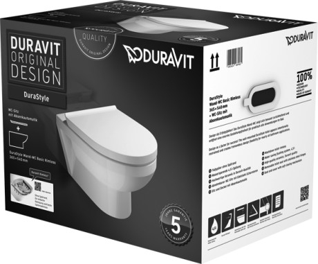 Duravit Durastyle Basic Rimless (öblítőperem nélküli) fali wc szett, ülőkével 45620900A1