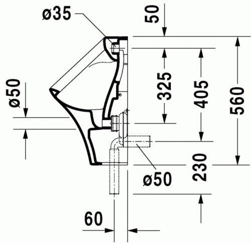 Duravit Durastyle hátsó vízbekötésű piszoár 2804300000