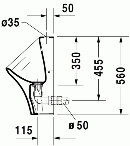 Duravit Durastyle felső vízbekötésű piszoár, öblítőperem nélkül 2807300000