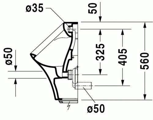 Duravit Durastyle hátsó vízbekötésű elektronikus (elem) piszoár 2804310000