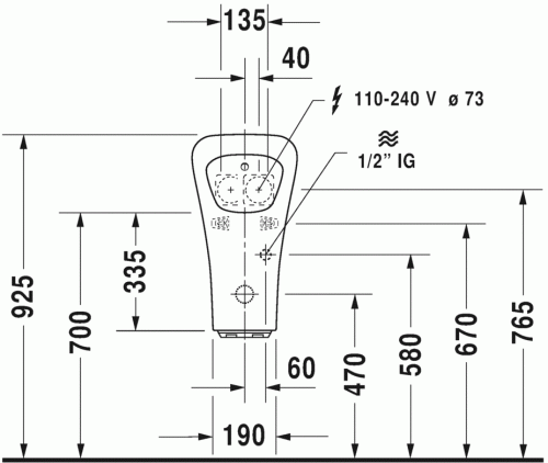 Duravit Durastyle elektronikus piszoár hálózati csatlakozáshoz öblítőperem nélkül légymatricával 2806310097