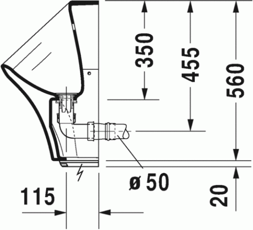 Duravit Durastyle elektronikus piszoár hálózati csatlakozáshoz öblítőperem nélkül HygieneGlaze felület légymatricával 2806312097