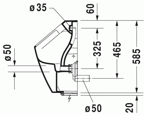 Duravit ME by Starck öblítőperem nélküli elektronikus (hálózat) Rimless piszoár, 0,5 l HygieneGlaze felület légymatricával 2809312097