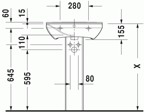 Duravit P3 Comforts 55x45,5 cm mosdó 2331550000