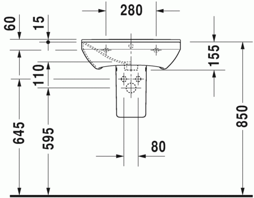 Duravit P3 Comforts 55x45,5 cm mosdó 2331550000