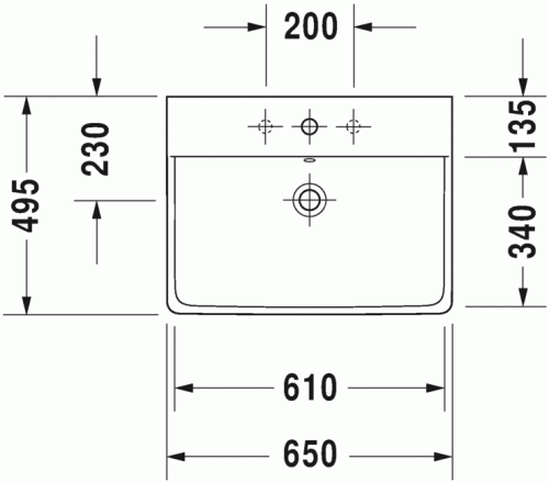 Duravit P3 Comforts 65x49,5 cm bútorral aláépíthető mosdó 2332650000