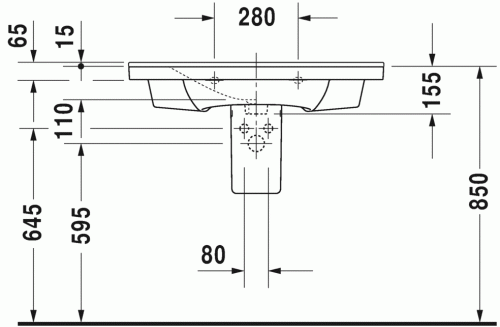 Duravit P3 Comforts 85x49,5 cm bútorral aláépíthető mosdó 2332850000