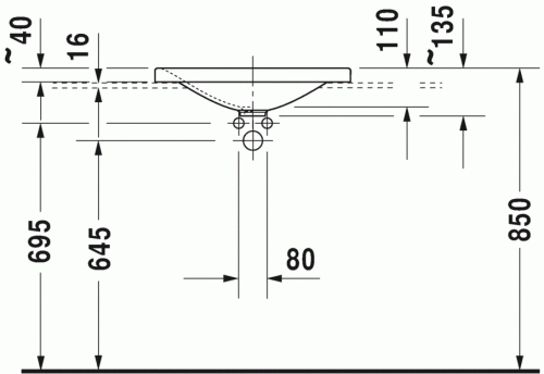 Duravit P3 Comforts 55x36 cm beépíthető mosdó 0377550000