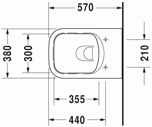 Duravit P3 Comforts Öblítőperem nélküli, Rimless fali wc 2561090000