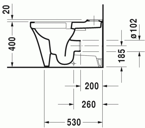 Duravit P3 Comforts öblítőperem nélküli monoblokkos wc alsó rész HygieneGlaze 2167092000