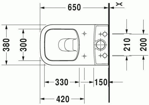 Duravit P3 Comforts öblítőperem nélküli monoblokkos wc alsó rész HygieneGlaze 2167092000