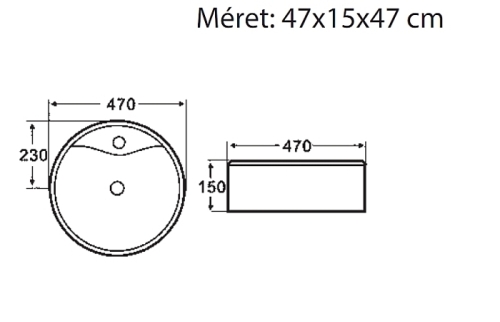 Sanotechnik ráépíthető síklapos mosdó kerek K211