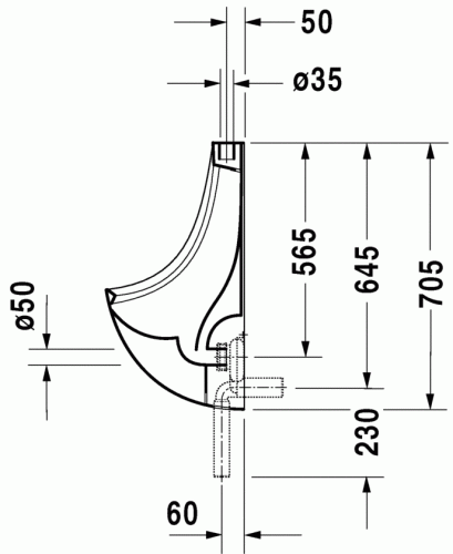 Duravit Ben felső vízbekötésű piszoár légymatricával 0848370007