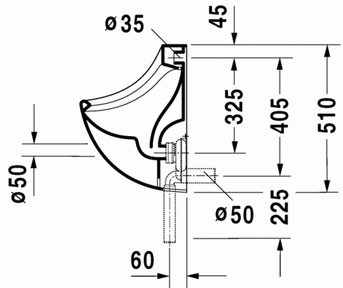 Duravit Bill hátsó vízbekötésű piszoár légymatricával 0851350007