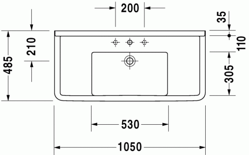 Duravit Starck 3 105x48,5 cm mosdó túlfolyó nélkül 0304100041