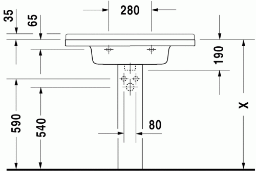 Duravit Starck 3 85x48,5 cm mosdó, túlfolyó nélkül, három csaplyukkal 0304800044