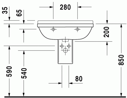 Duravit Starck 3 65x48,5 cm mosdó három csaplyukkal 0300650030