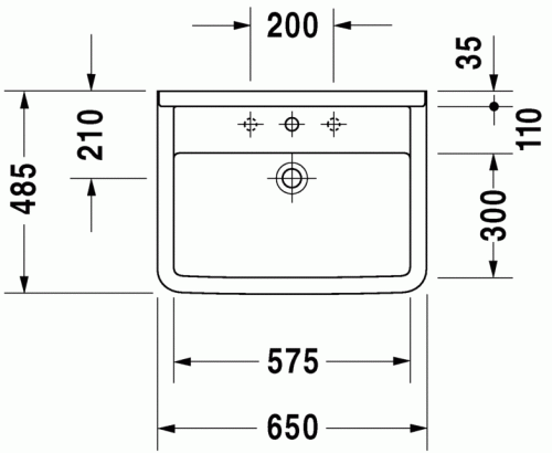 Duravit Starck 3 65x48,5 cm mosdó három csaplyukkal 0300650030