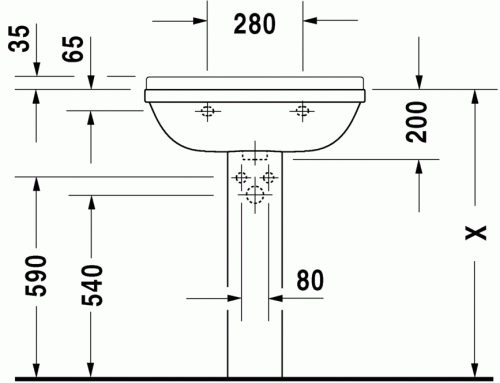 Duravit Starck 3 65x48,5 cm mosdó három csaplyukkal 0300650030