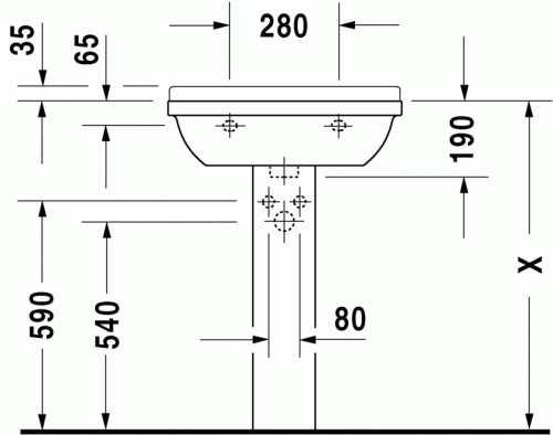 Duravit Starck 3 60x45 cm mosdó három csaplyukkal 0300600030
