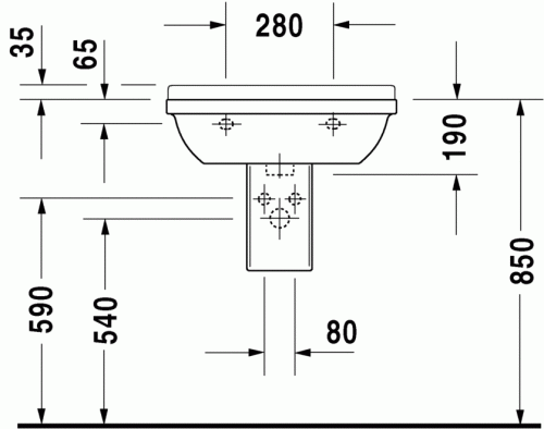 Duravit Starck 3 60x45 cm mosdó három csaplyukkal 0300600030