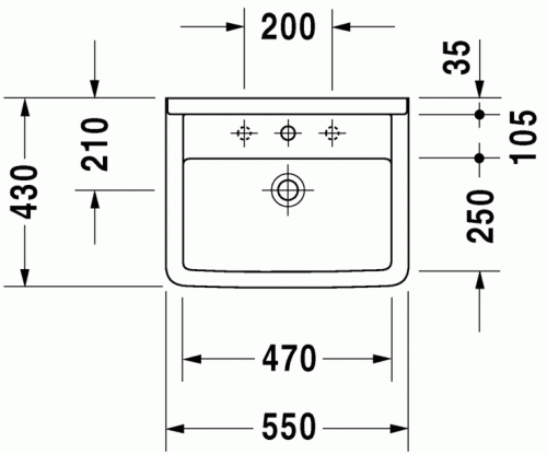 Duravit Starck 3 55x43 cm mosdó három csaplyukkal 0300550030
