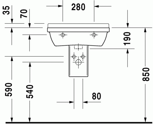 Duravit Starck 3 55x43 cm mosdó három csaplyukkal 0300550030