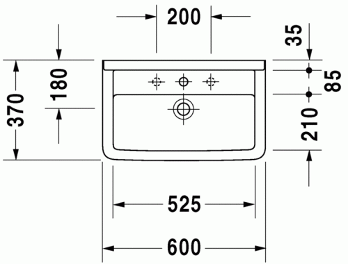 Duravit Starck 3 Compact 60x37 cm mosdó három csaplyukkal 0301600030
