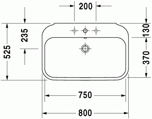 Duravit Happy D.2 80x52,5 cm mosdó három csaplyukkal 2316800030